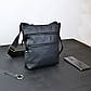 Чоловіча сумка месенджер натуральна шкіра чорна для документів офісна стильна, фото 10