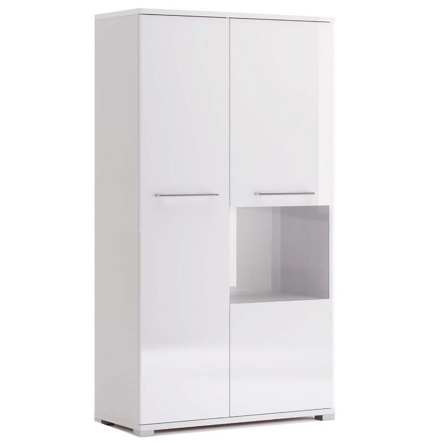 Пенал в вітальню з ЛДСП 2Д Фемелі Миро-Марк Білий глянець, фото 1