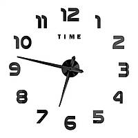3Д годинник настінний, чорний (40-120 см)