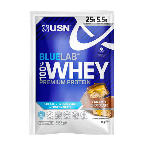 Blue Lab 100% Whey Premium Protein (34 g, salted caramel), фото 1