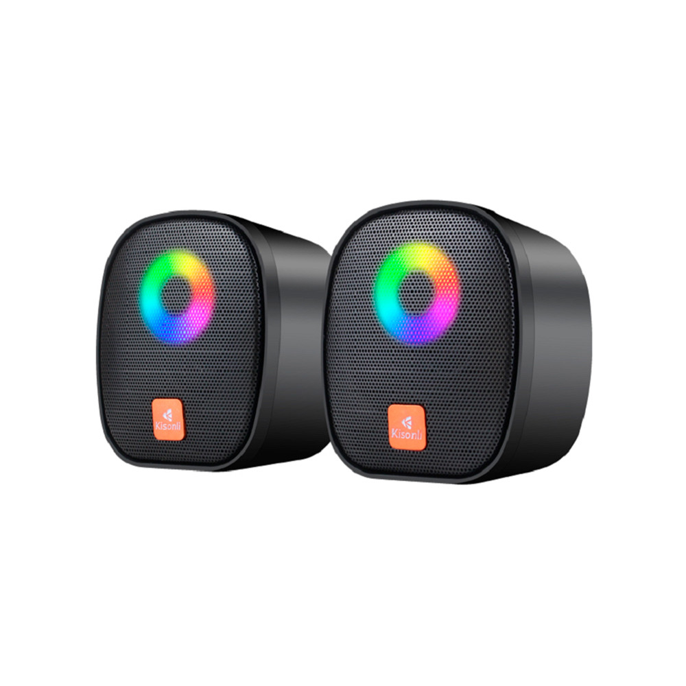 Колонки 2.0 Kisonli X11 для ПК та ноутбука, USB + 3.5mm, 2x3W, 20Hz-20KHz, DC: 5V, Black, BOX, Q60