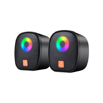 Колонки 2.0 Kisonli X11 для ПК та ноутбука, USB + 3.5mm, 2x3W, 20Hz-20KHz, DC: 5V, Black, BOX, Q60, фото 1