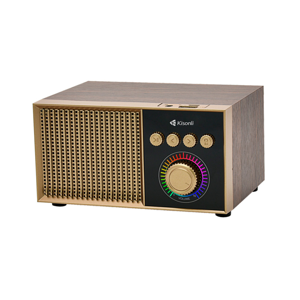 Колонка Kisonli G10 Bluetooth 5.0, 1х5W, 1200mAh, ≥90dB, USB/TF/BT/FM/AUX, DC: 5V/1A, Red-Wood, BOX, Q50