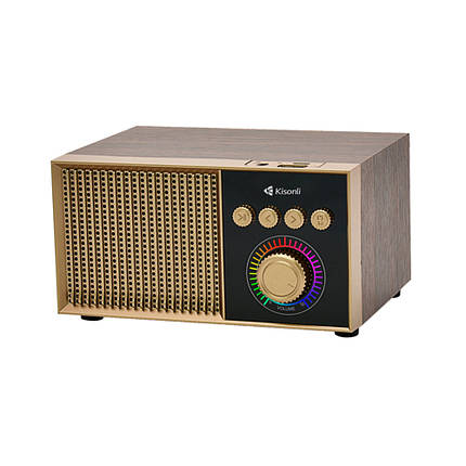 Колонка Kisonli G10 Bluetooth 5.0, 1х5W, 1200mAh, USB/TF/BT/FM/AUX, DC: 5V/1A, Wooden, BOX, Q50, фото 1