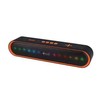 Колонка Kisonli LED-915 Bluetooth 5.0, 2х5W, 1200mAh, USB/TF/BT/FM/AUX, DC: 5V/1A, Orange, BOX, Q30, фото 1