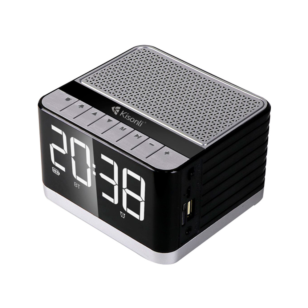 Колонка Kisonli G8 Bluetooth 5.0, 1х5W, 2000mAh, USB/TF/BT/FM/AUX/LCD/Clock, DC: 5V/1A, Black,, BOX, Q40