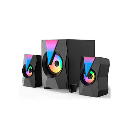 Колонки Kisonli TM-4000U, 5W+2x3W, USB/TF/BT/FM/AUX/LED light, із сабвуфером, DC: 5V, Black, BOX, Q8, фото 1