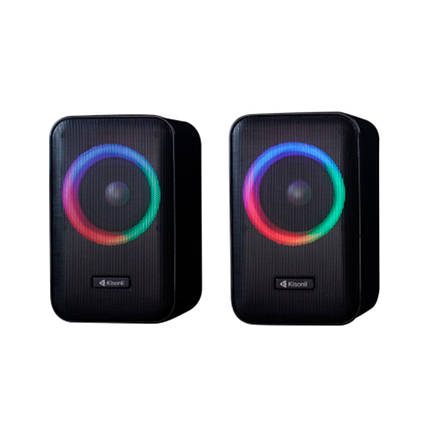 Колонки Kisonli X20BT, 2x10W, USB/RGB light/BT, DC: 5V/1-2A, Black, BOX, Q15, фото 1