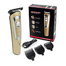 Машинка для стриження Geemy GM-6112 Бронзова машинка для бороди, тример для тіла на акумуляторі, фото 6