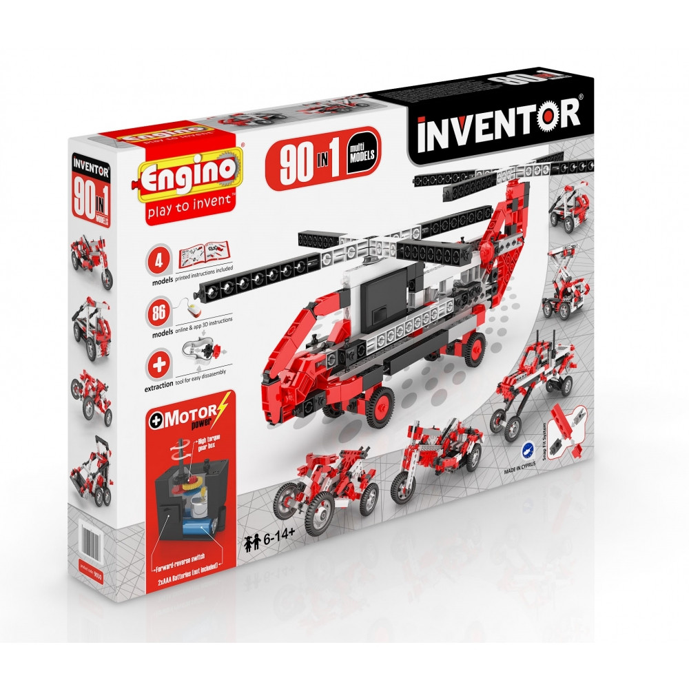 Конструктор серії INVENTOR MOTORIZED 90 в 1 з електродвигуном Engino 9030