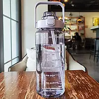 Бутылка для воды 2л, спортивная бутылка для воды прозрачная фиолетовая пластиковая