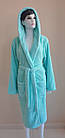 Халат махровий жіночий довгий з капюшоном Welsoft Туреччина ментоловий