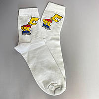 Шкарпетки чоловічі високі 1 пара "Барт Сімпсон" білі 40-45 р бавовняні