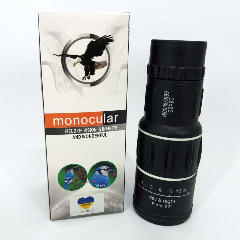Монокуляр Bushnell 16x52 PowerView монокль, Бушнел, підзорна труба з чохлом, фото 1