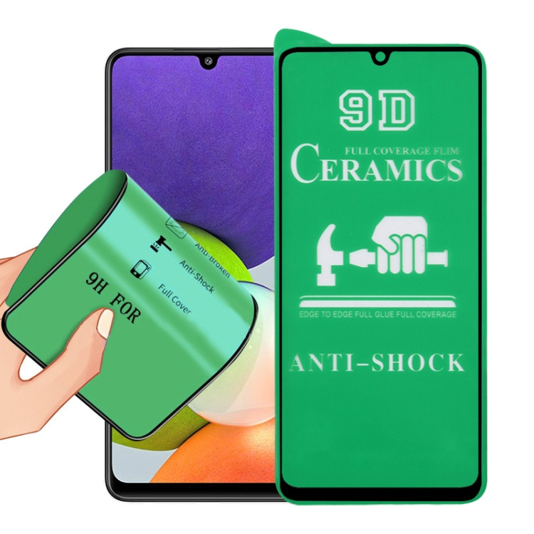 Протиударна захисна плівка Ceramics 9D для Samsung A225 Galaxy A22 (2021) Full Glue (0.3 мм, 9D) чорна