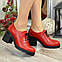 Туфлі жіночі червоні шкіряні на стійкому підборі, фото 3