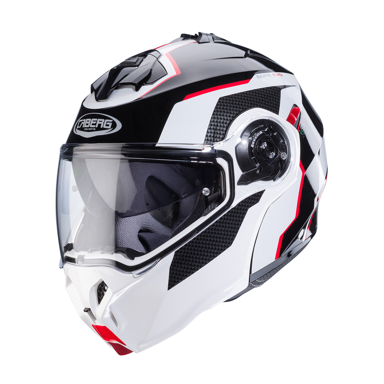 МОТОШОЛОМ МОДУЛЯР CABERG DUKE EVO MOVE КОЛІР BLACK /WHITE /RED