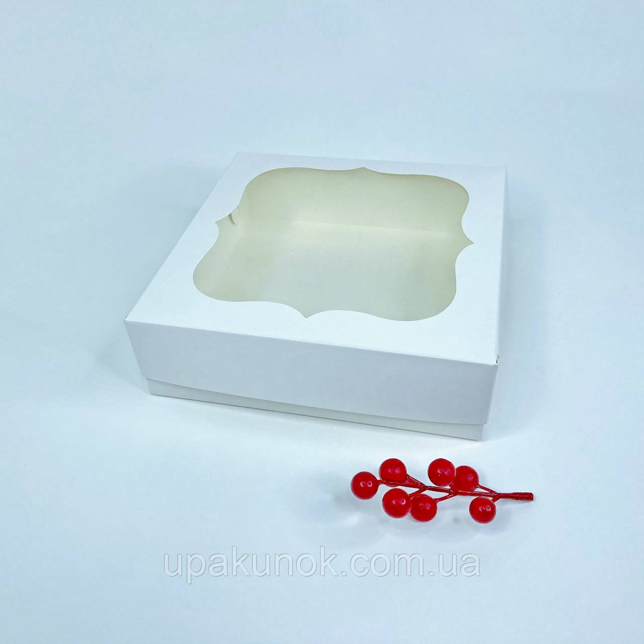 Коробка для зефіру, 200*200*60 мм, з вікном, біла