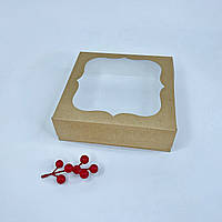Коробка для зефира, 200*200*60 мм, с окном, крафт