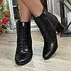 Стильні жіночі шкіряні черевики на шнурівці, стійкий каблук, фото 5