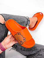 Шлепанцы яркие летние оранжевые 35 размер с изображением мишки