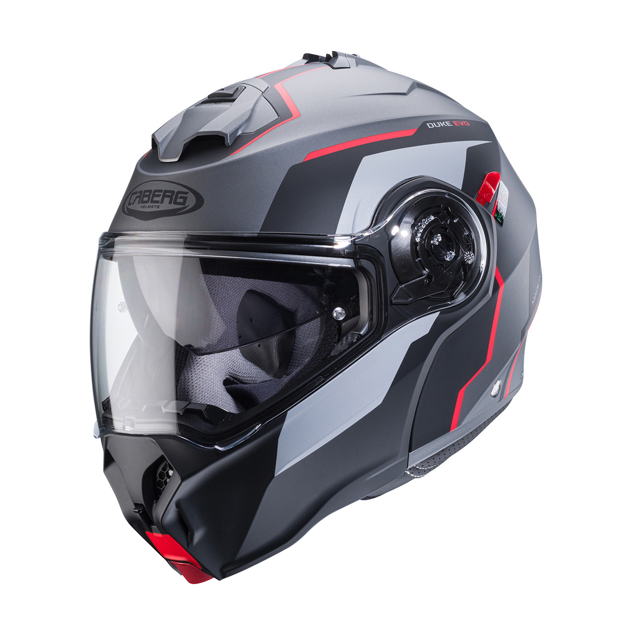 МОТОШОЛОМ МОДУЛЯР CABERG DUKE EVO MOVE КОЛІР MATT GUN METAL /BLACK /RED