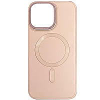 Шкіряний чохол Bonbon Leather Metal Style with MagSafe для Apple iPhone 14 Pro  Рожевий / Light pink