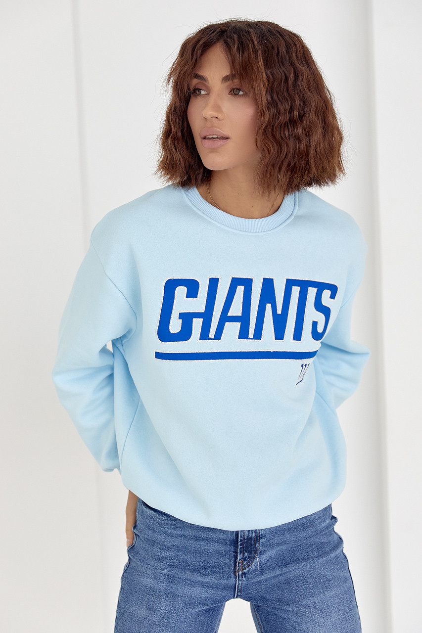 Жіночий теплий світшот помаранчевий з написом Giants - блакитний колір, M (є розміри)