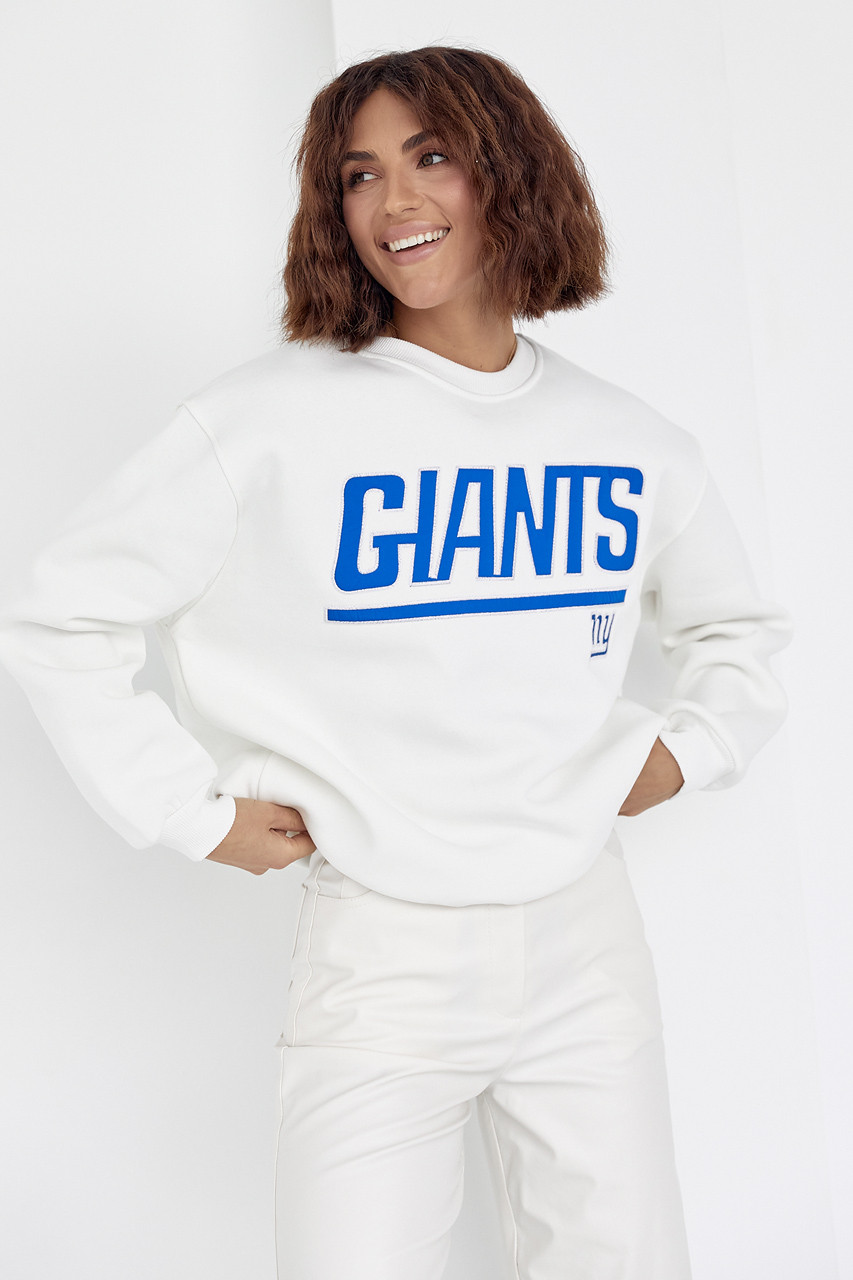 Жіночий теплий світшот помаранчевий з написом Giants - молочний колір, L (є розміри)