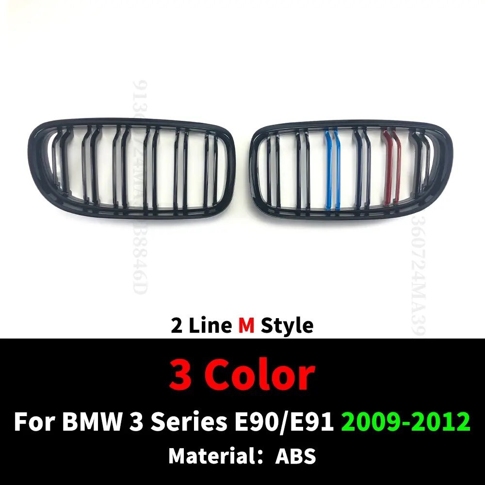 Решітка радіатора (ніздрі) BMW 3-series 2009-2012 E90 - E91 Чорний глянець Решітки Бмв е90 (рестайнг) решітки, фото 1