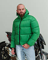 Мужской пуховик зимний с капюшоном зима до -20*С BossV5 | Куртка мужская зимняя на пуху зеленая