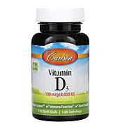 Витамин D3, 100 мкг (4000 МЕ), Carlson Labs 120 мягких таблеток