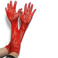 Кружевные женские перчатки с цветочным узором Красный ( 330 002 )(11)