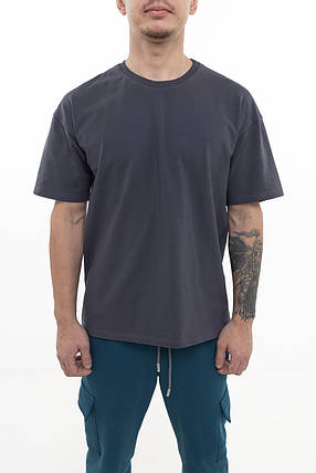 Базова оверсайз футболка сіра (преміум якість), фото 2
