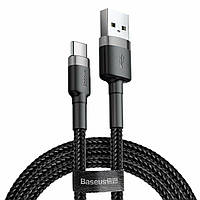 Кабель Baseus Cafule Cable USB For Type-C 3A 1m Gray+Black inc