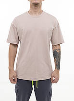 Базова оверсайз футболка бежева (преміум якість), фото 2