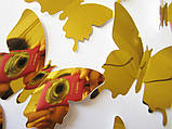 Метелики 3Д (дзеркальні золоті) - набір 12 штук, фото 2
