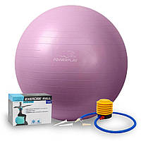 Мяч для фитнеса (фитбол) PowerPlay 4001 Ø75 cm Gymball Фиолетовый + помпа TOS