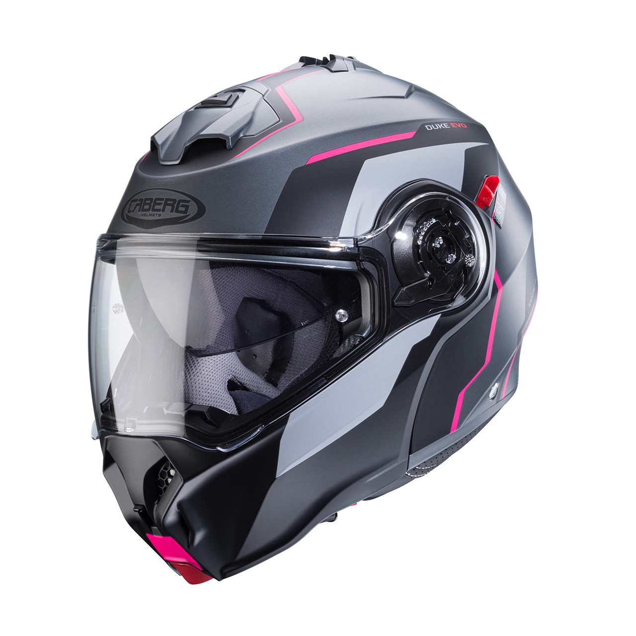 МОТОШОЛОМ МОДУЛЯР CABERG DUKE EVO MOVE КОЛІР MATT GUN METAL /BLACK /FUCHSIA