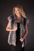 Хутряний жилет жилет безрукавка з хутра чорнобурки silver fox vertical layered fur vest fur waist coat