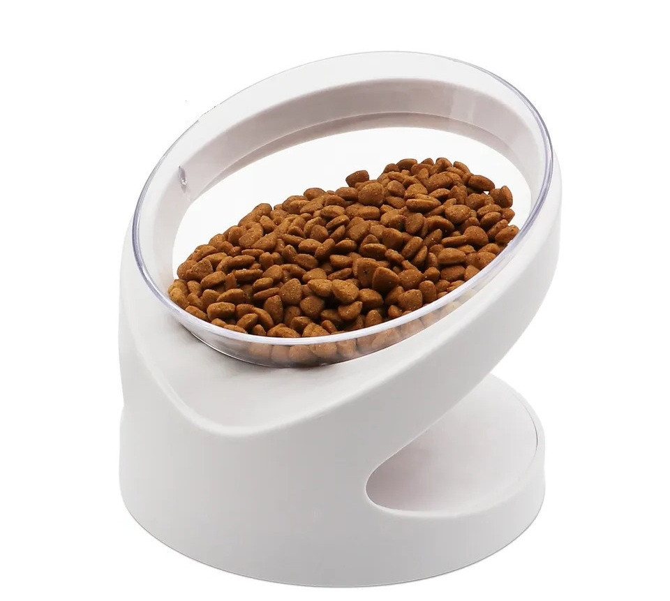 Миска для маленьких собак TRYshop 200мл, під кутом, Білий
