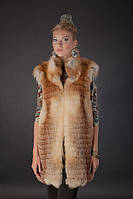 Хутряна жилетка жилет безрукавка з рудої лисиці «вроспуск» Horizontal layered fox fur vest fur gilet