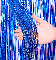 Фольгована шторка синій голограма 1*2 метри Китай