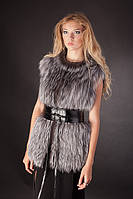 Жилетка жилет из меха финской чернобурки вроспуск finland silver fox vertical layered fur vest fur gilet