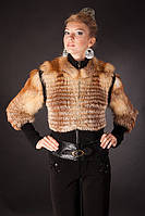 Куртка-жилет жилетка з рудої лисиці на трикотажі з відстібними рукавами Модель 10