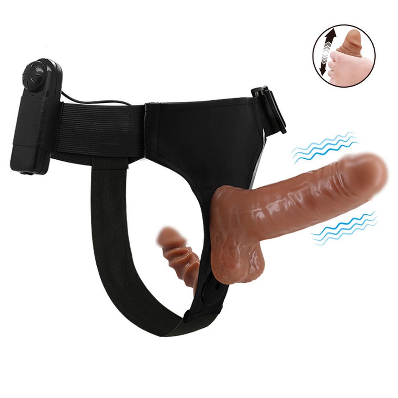 Страпон подвійний вібруючий Strap-On Duo Vibrance довжина 16 см ширина 4 см двосторонній старпон