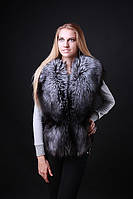 Меховой жилет безрукавка из финской чернобурки Finland silver fox fur vest fur waistcoat with mouton back