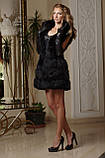Хутряний жилет жилетка-кожушок з чорної лисиці знімні Рукави Fox fur vest&in black coat, фото 2
