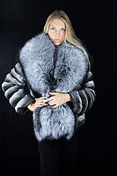 Шуба кожушок з шиншили і фінської чорнобурки Natural chinchilla fur coats jackets