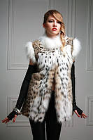 Хутряний жилет із канадської рисі Canadian lynx fur vest lynx fur waist coat lynx fur gilet